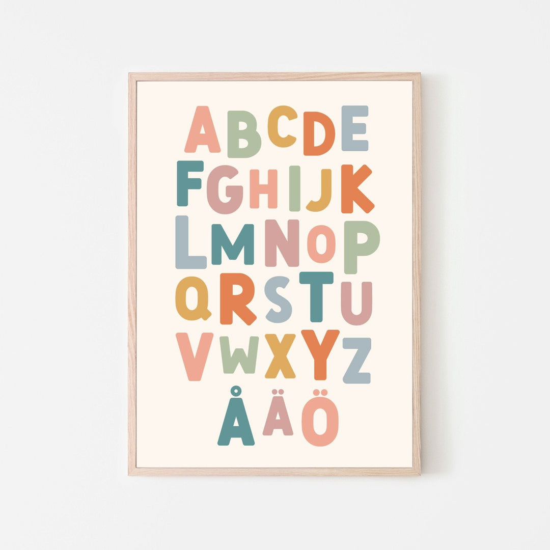 Poster Svenskt alfabet 30x40 cm - Piffa